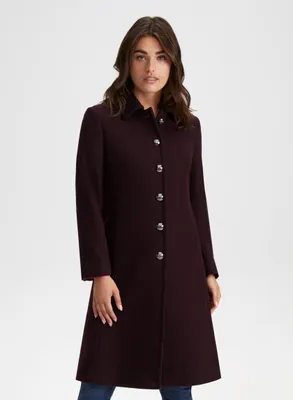 Button-Down Wool Blend Coat