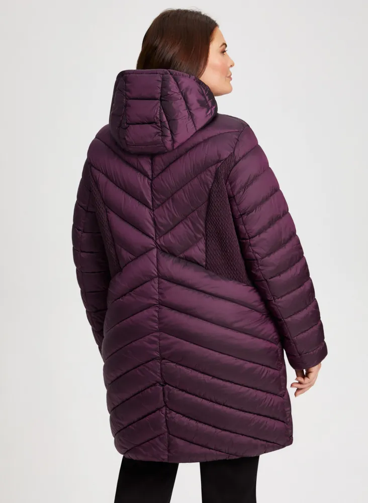 Vegan Down Chevron Quilted Coat