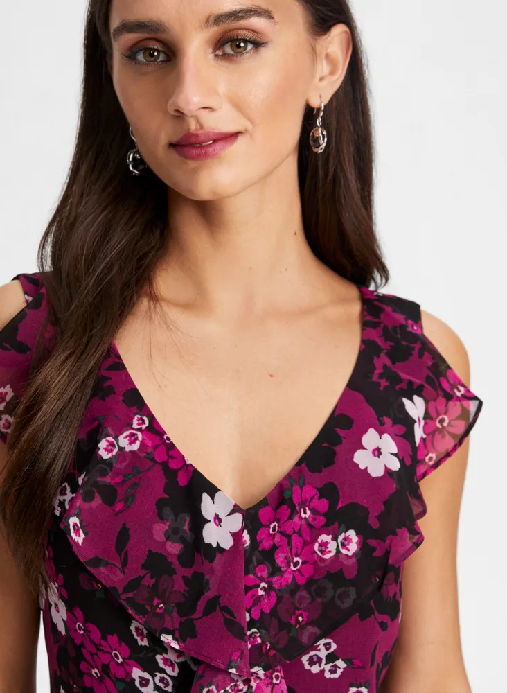 Floral Print Ruffle Dress