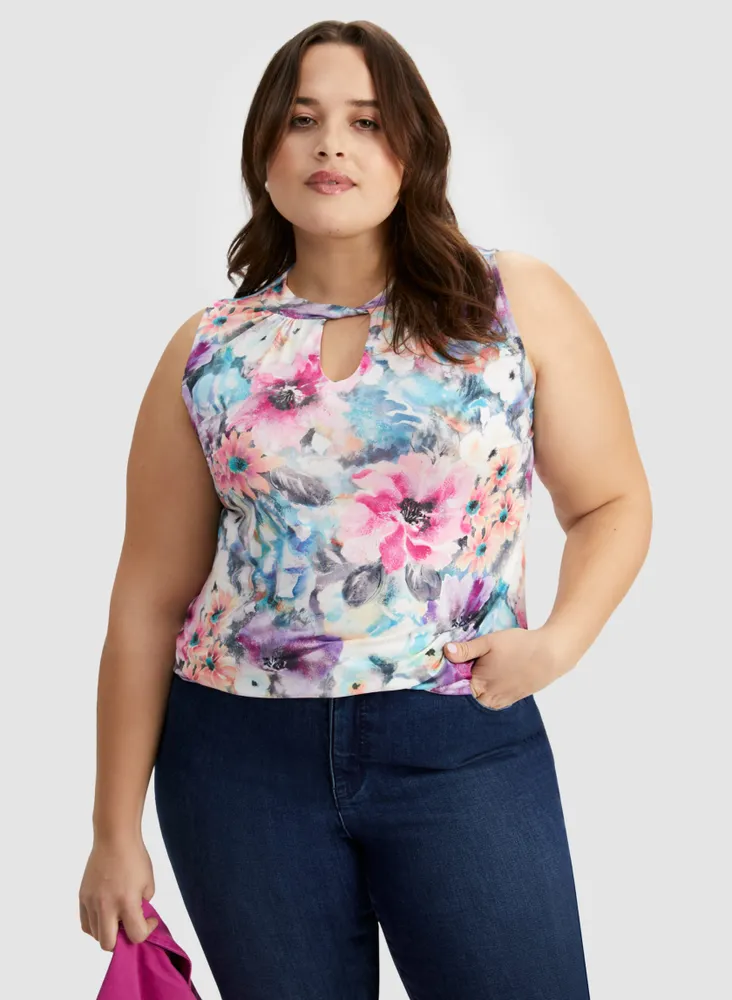 Sleeveless Floral Print Top