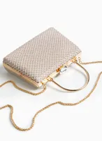 Crystal Closure Sequin Mesh Clutch