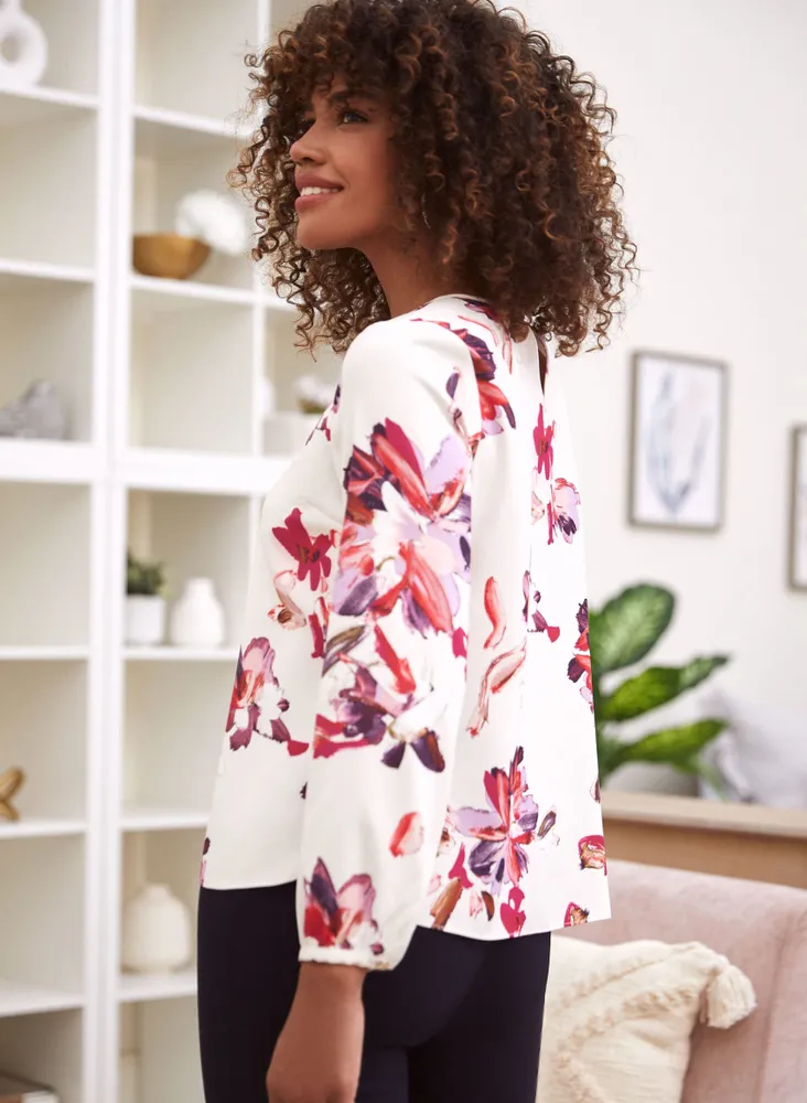 Floral Print 3/4 Sleeve Blouse