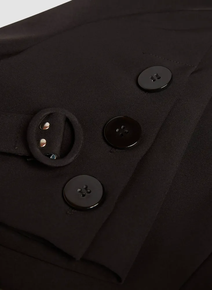 Belted Button Detail Sheath Dress