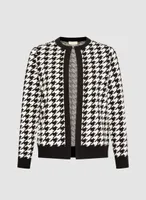 Short Houndstooth Motif Cardigan