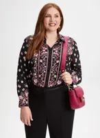 Floral Border Print Blouse