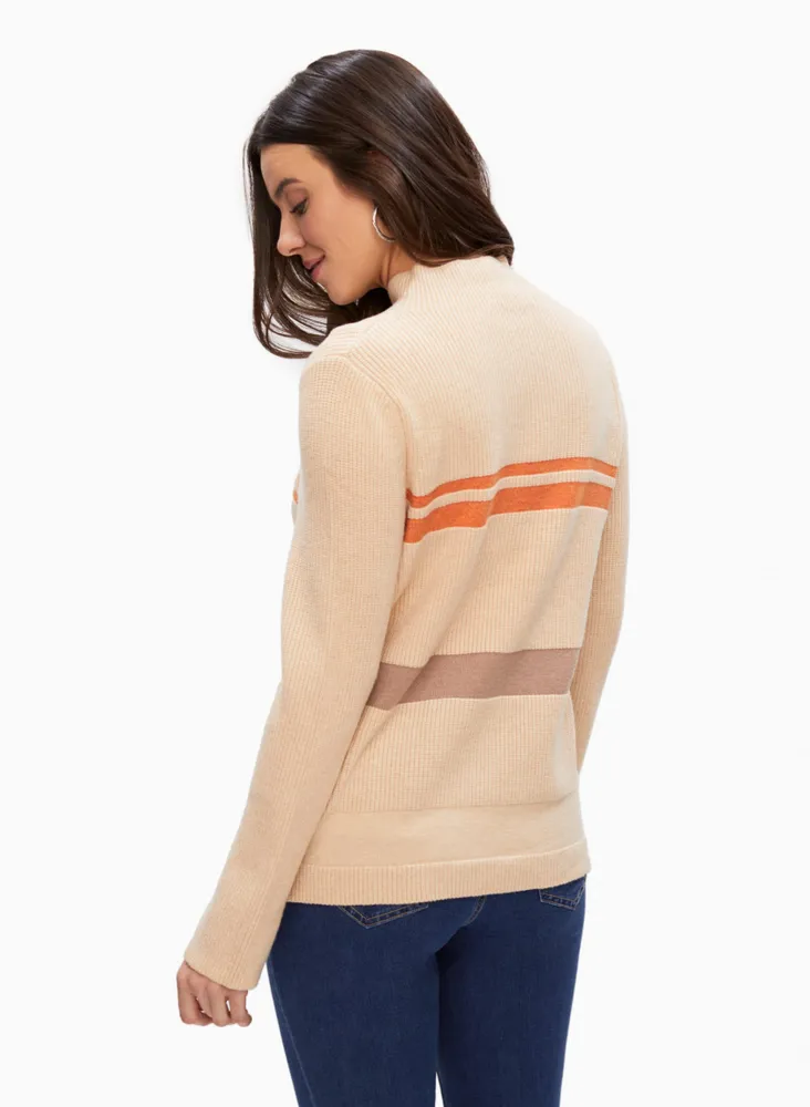 Mock Neck Stripe Detail Sweater