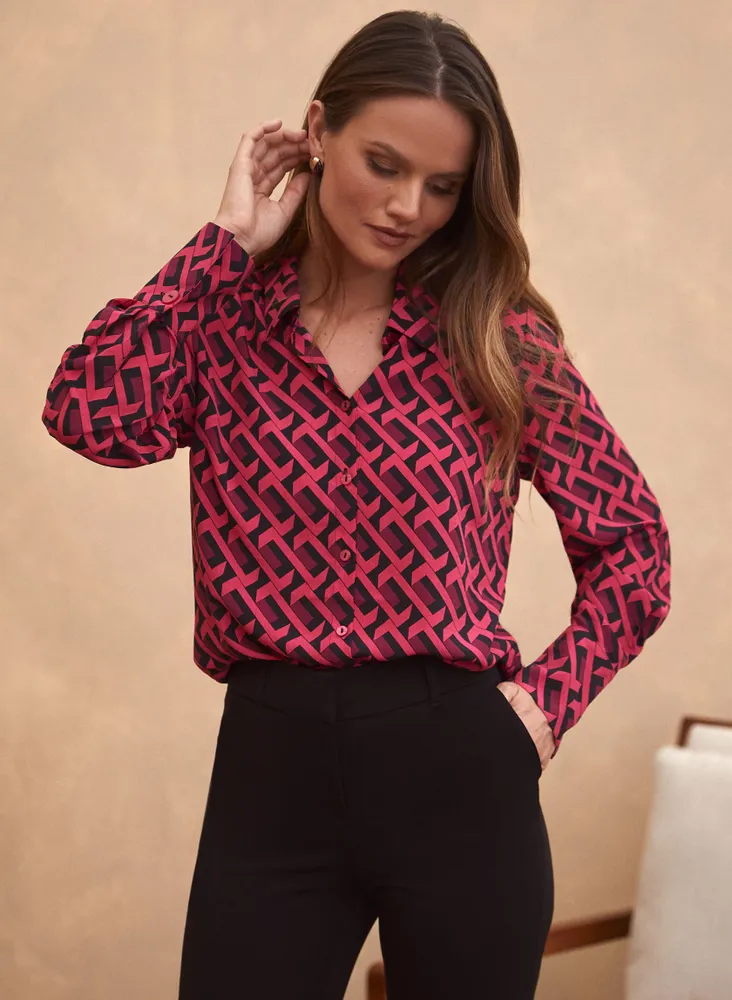 Geometric Print Blouse