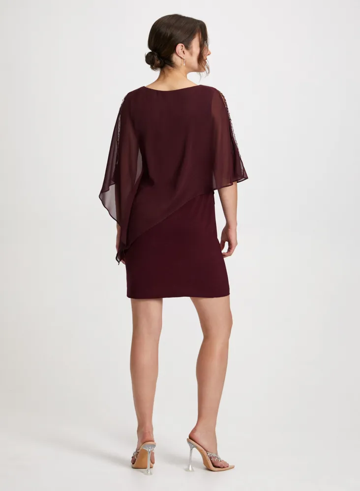 Beaded Sleeve Layered Effect Dress