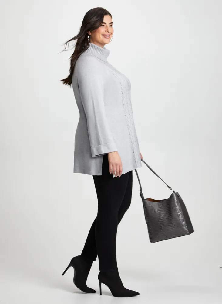 Pearl Embellished Tunic Sweater