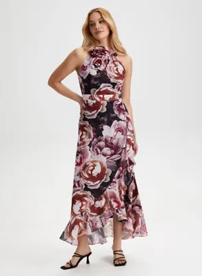 Floral Print Halter Neck Dress