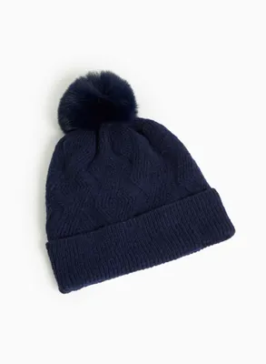 Cable Knit Fleece-Lined Hat