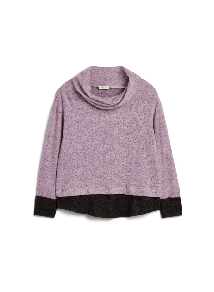 Cowl Neck Contrast Knit Top