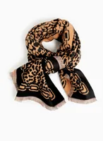 Animal Print Jacquard Scarf