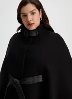 Belted Wool-Blend Cape