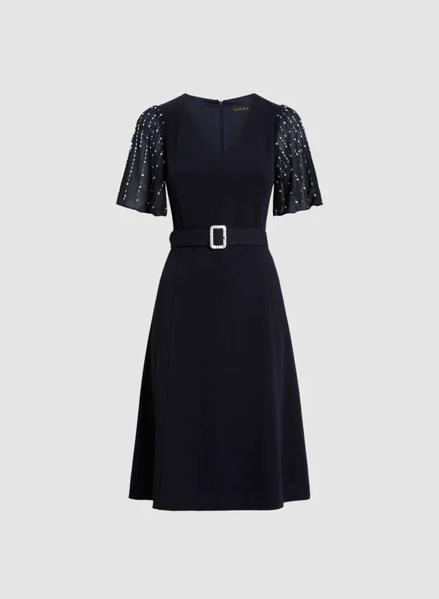 Laura Beaded Flare Sleeve Dress