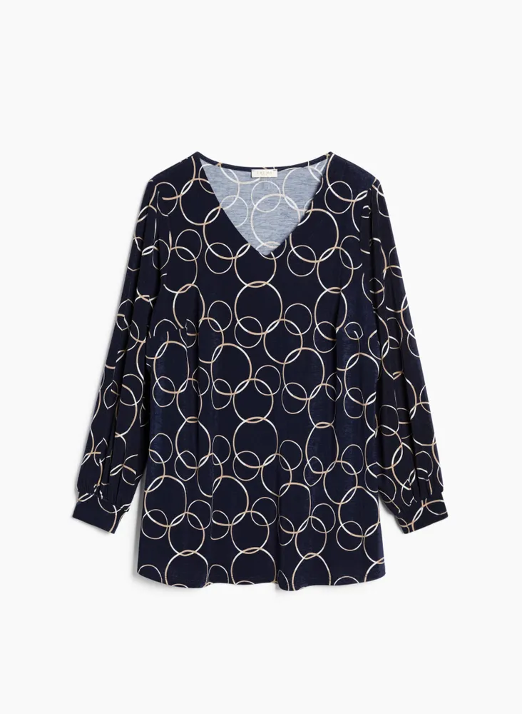 Puff Sleeve Ring Motif Top