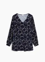 Puff Sleeve Ring Motif Top