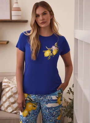Lemon Print Pyjama Top