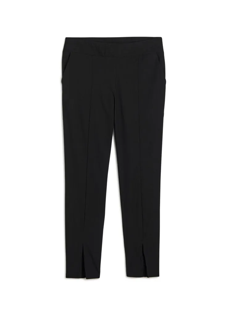 Capri Pants with Hem Slit - Black