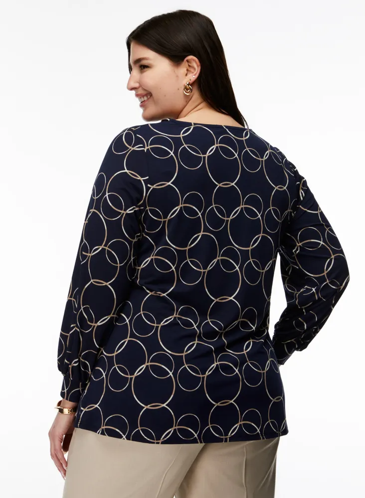 Puff Sleeve Ring Motif Top