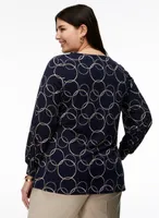 Puff Sleeve Ring Motif Top