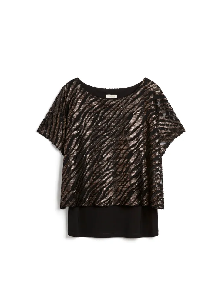 Metallic Zebra Motif Top