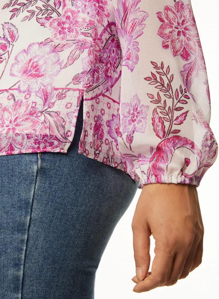 Puff Sleeve Paisley Print Blouse