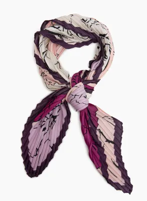 Pleated Floral Print Scarf
