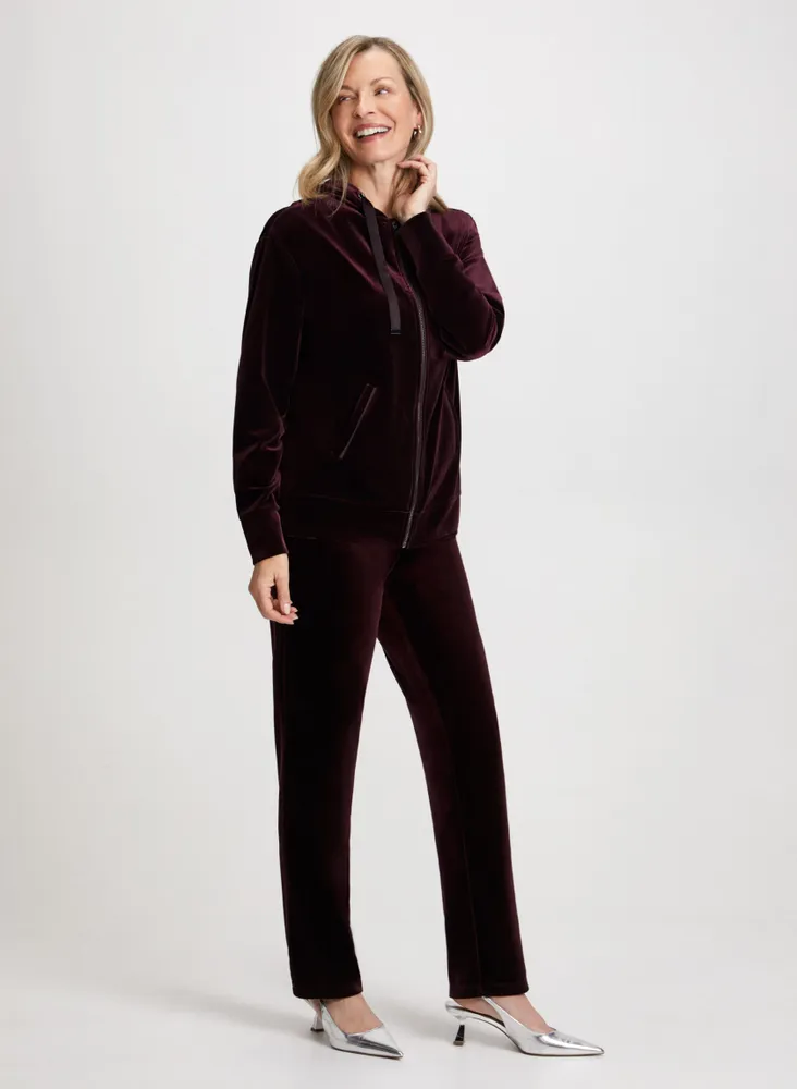 Velour Straight Leg Pull-On Pants