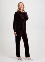 Velour Straight Leg Pull-On Pants