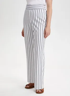 Pull-on Stripe Print Straight Leg Pants