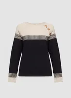 Colour Block Button Detail Sweater
