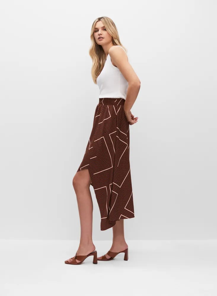 Melanie Lyne Geometric Print Asymmetric Pull-On Skirt