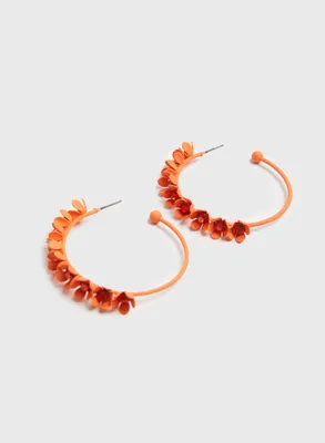 Flower Detail Hoop Earrings