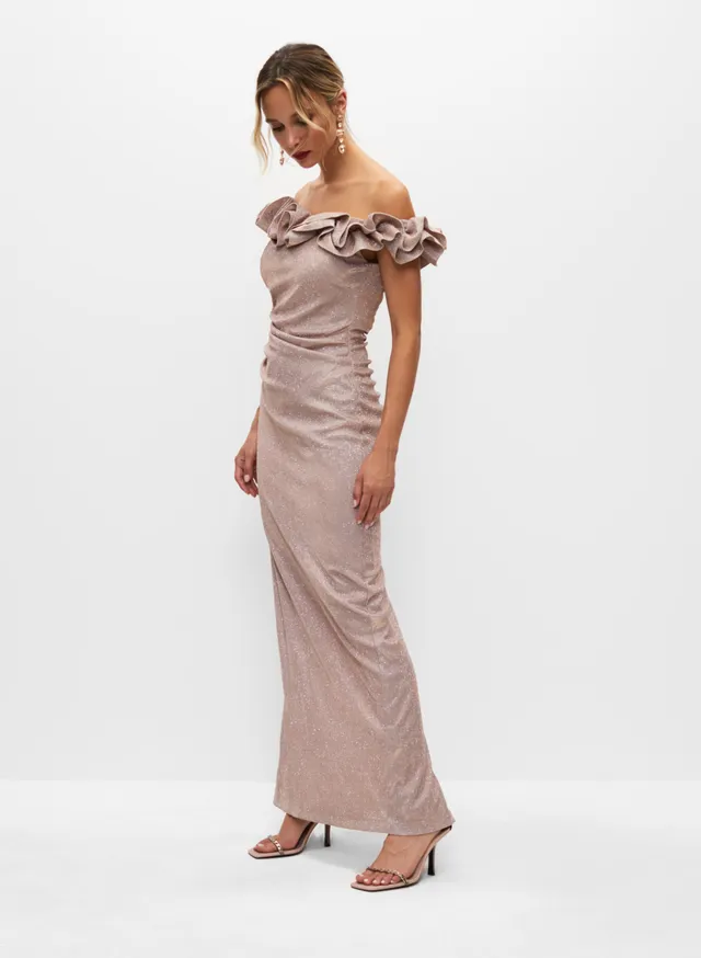 Buy Lipsy Gold Sequin Bardot Split Drape Maxi Dress from Next Canada