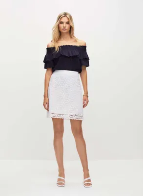 Cotton Eyelet Skirt