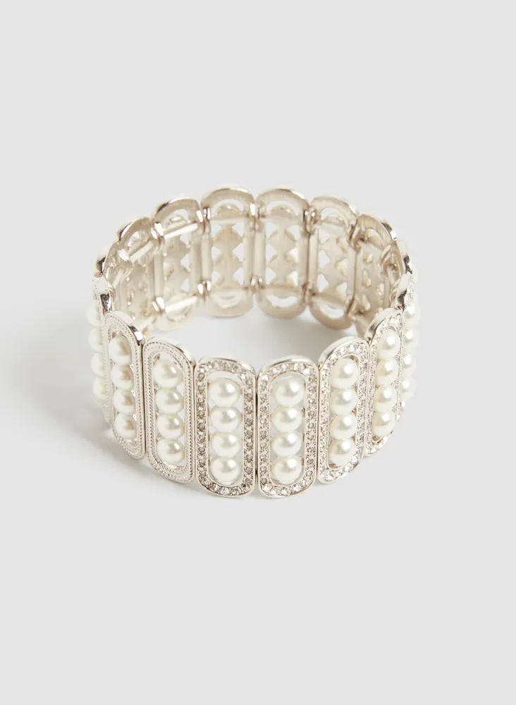 Wide Pearl Stretch Bracelet