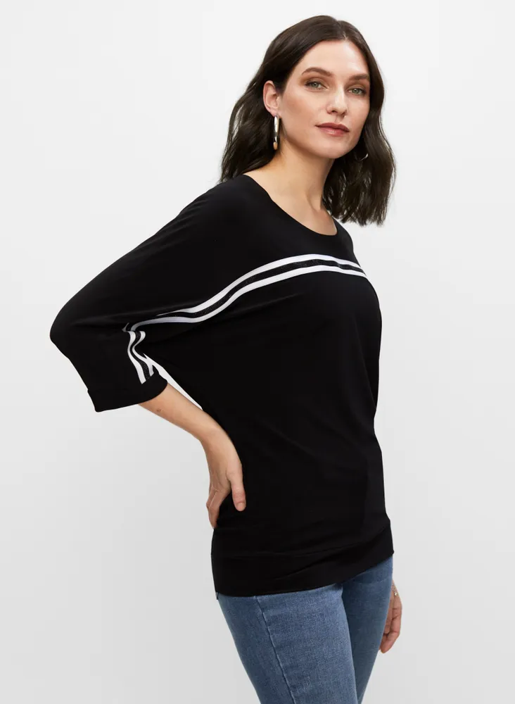 Melanie Lyne Contrast Stripe 3/4 Sleeve Top