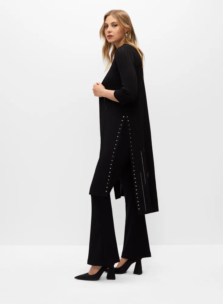 Studded Rib Knit Duster Cardigan