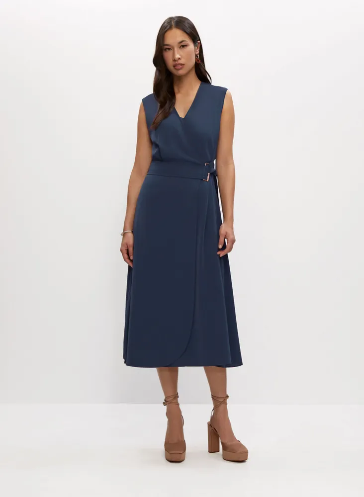 Melanie Lyne Belted Buckle Detail Midi Dress