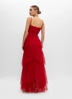 Tiered Mesh Corset Gown