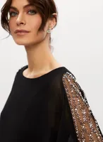 Embellished Chiffon Cape Dress