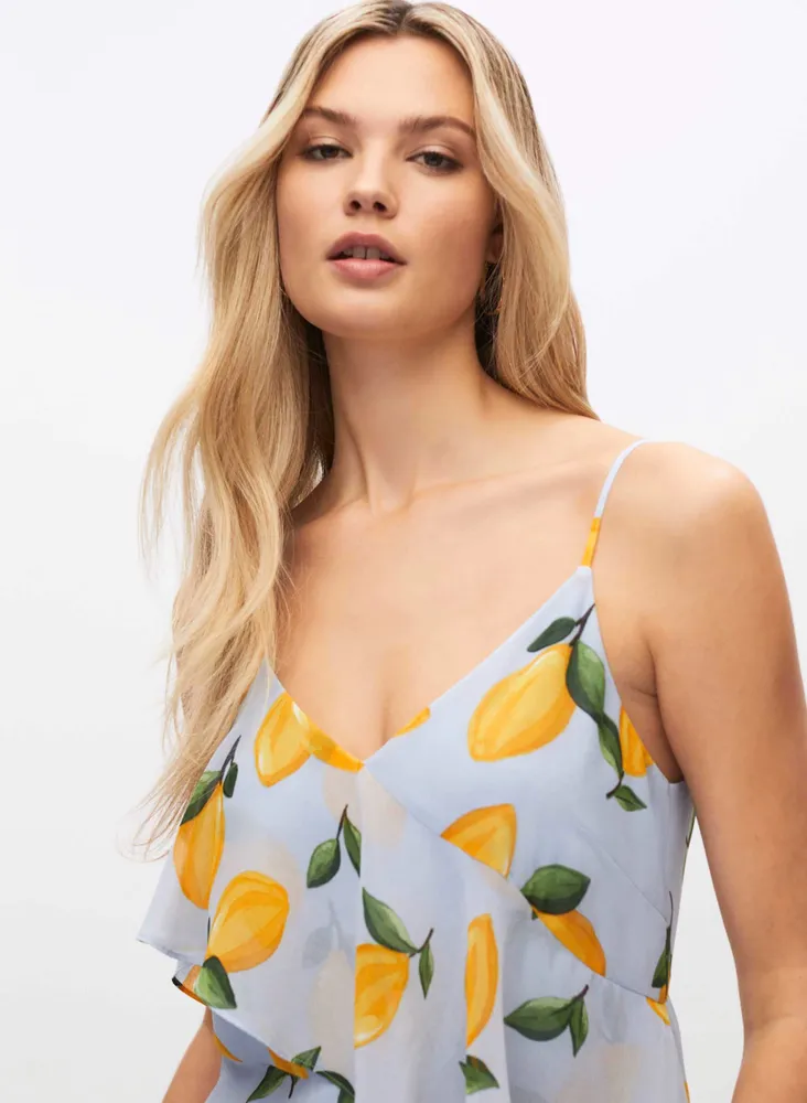 Melanie Lyne Lemon Print Chiffon Dress