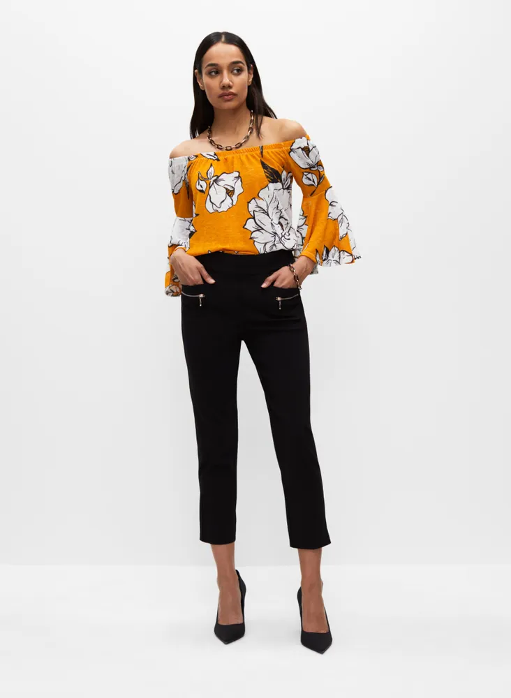 Melanie Lyne Leaf Print Bengaline Pants