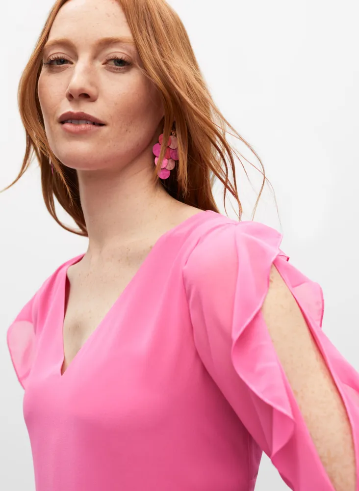 Melanie Lyne Ruffle Detail Chiffon Dress