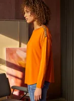 Bead Trim Long Sleeve Tee