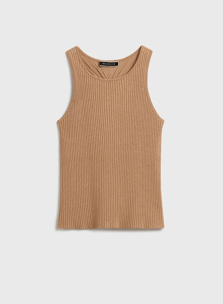 Metallic Ribbed Knit Tank Top