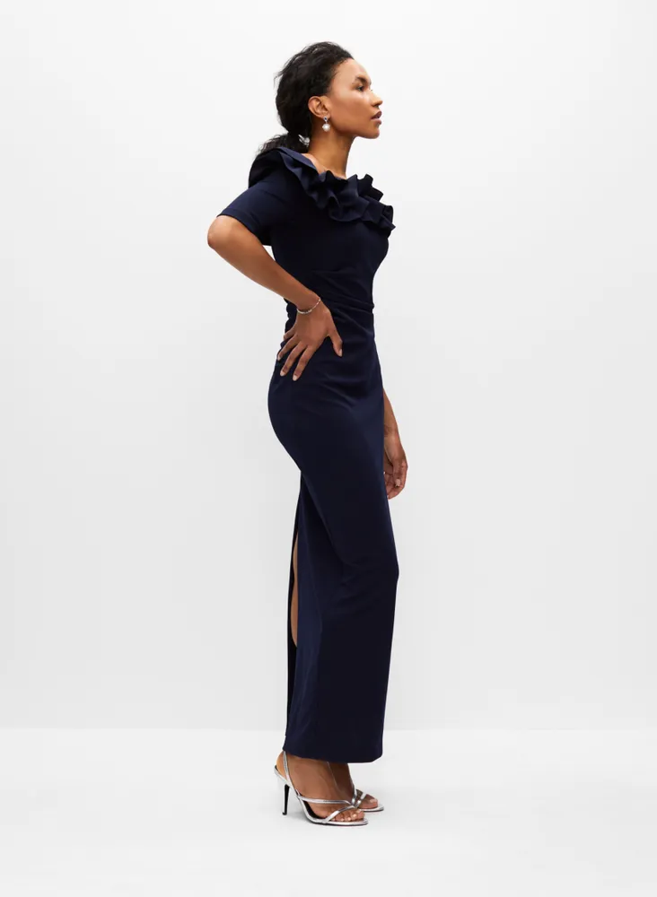 Ruffle Off The Shoulder Gown