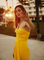 One Shoulder High Slit Gown