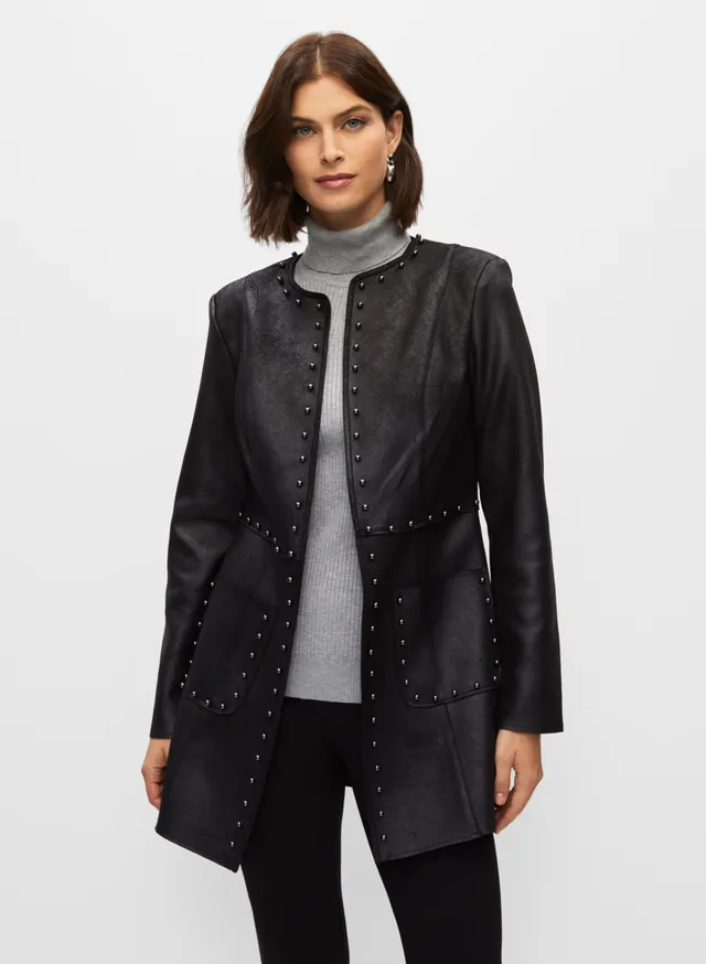 Joseph Ribkoff - Button Detail Vegan Leather Jacket